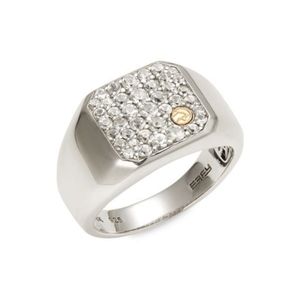 EFFY 18K Yellow Gold, Sterling Silver & White Sapphire Ring. Size 10.